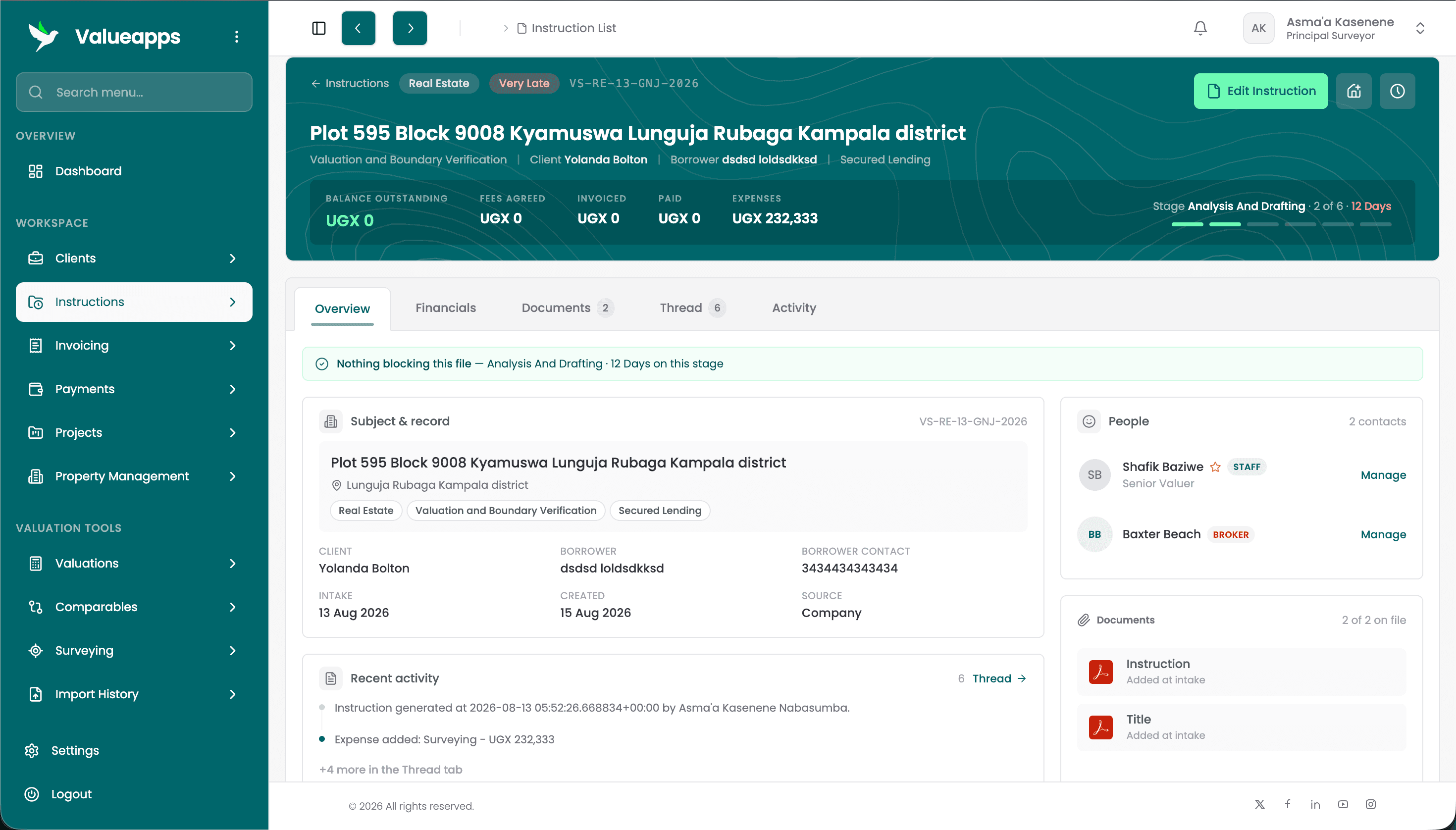 Valueapps dashboard overview
