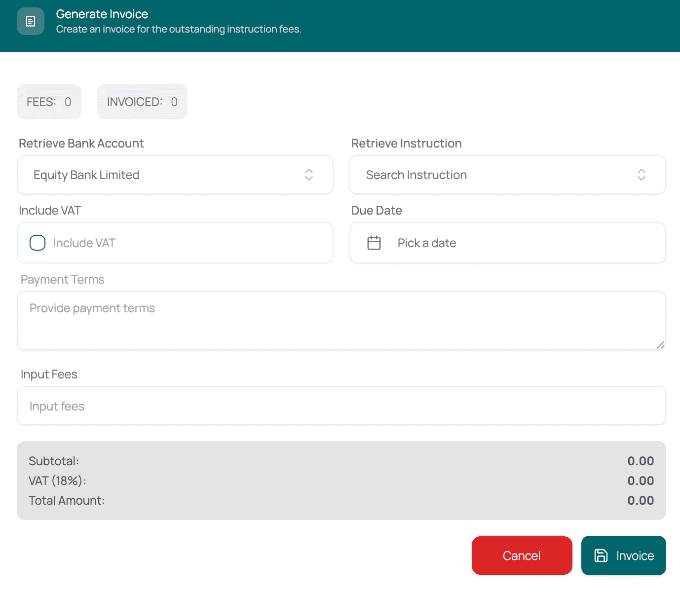 Guided invoicing — dialog