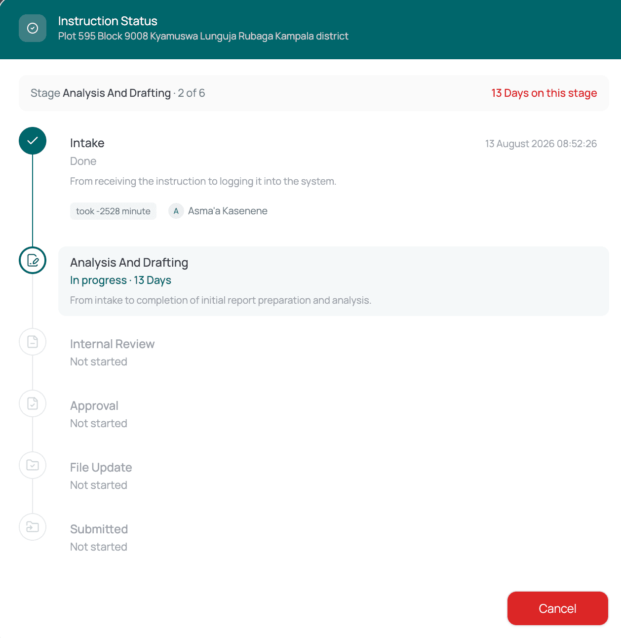Six-stage tracking — dialog