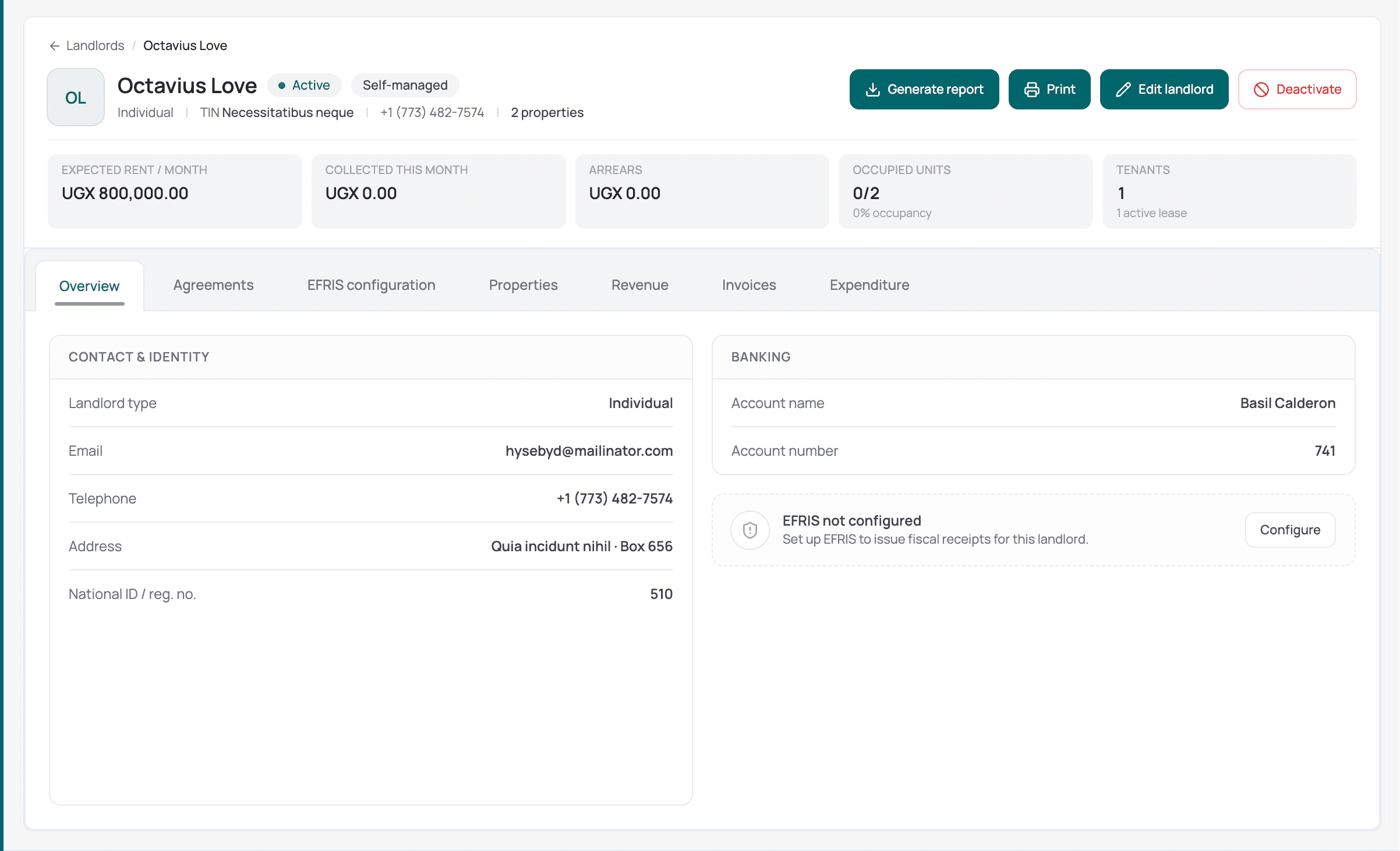Landlord workspace — screenshot