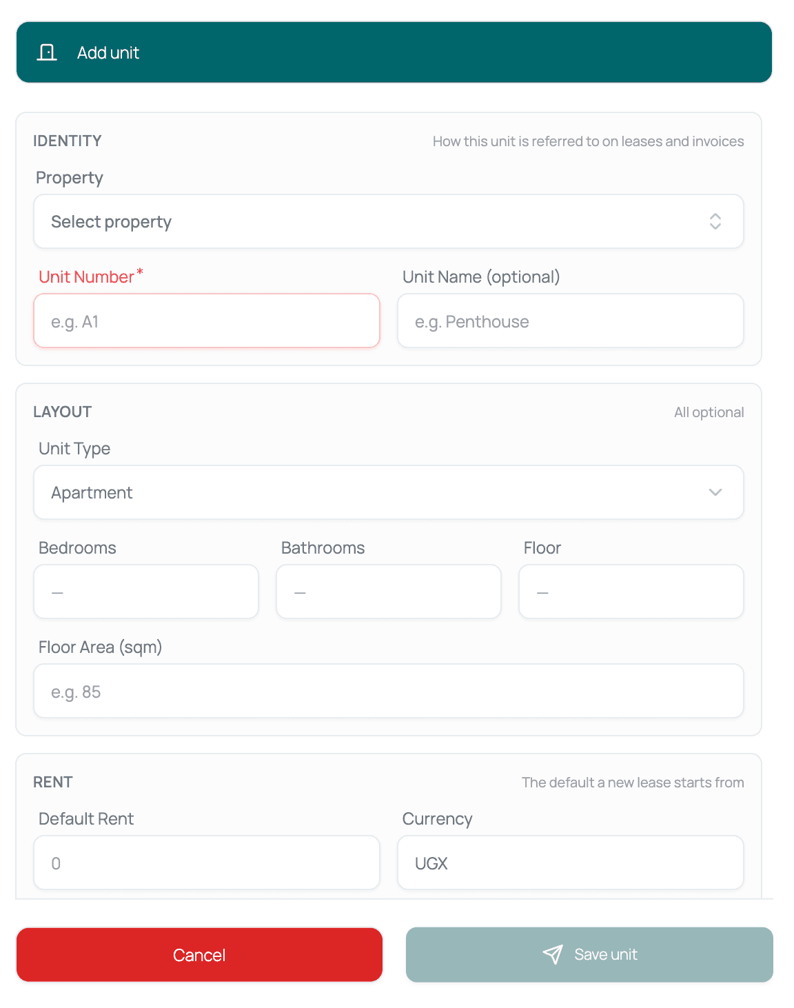 Unit-level detail — dialog